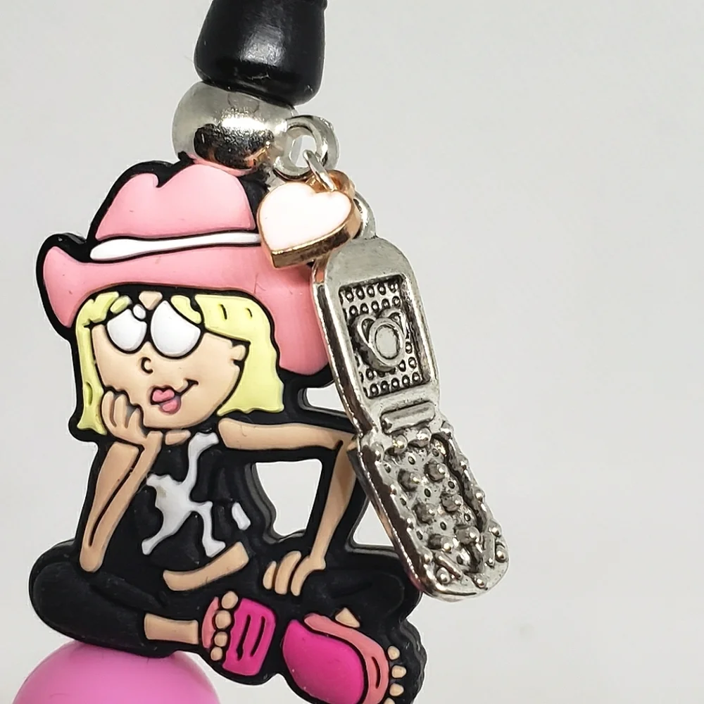 Handmade Lizzie Mcguire Beaded Silicone Focal Bead Pen